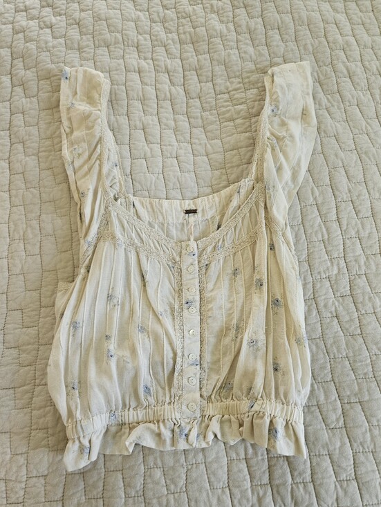 Free People Tops - Free People Floral Peasant Ruffle Tank Small